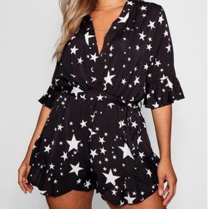 Boohoo Trendy Star Print Ruffle Romper